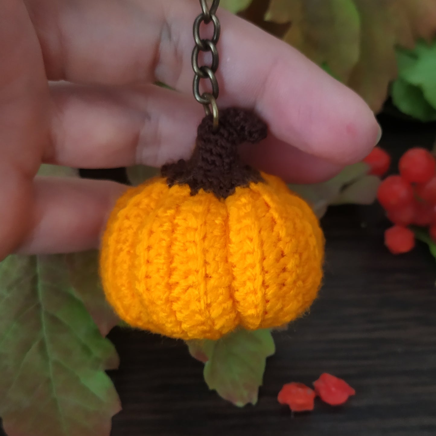 Crochet Pumpkin Keychain