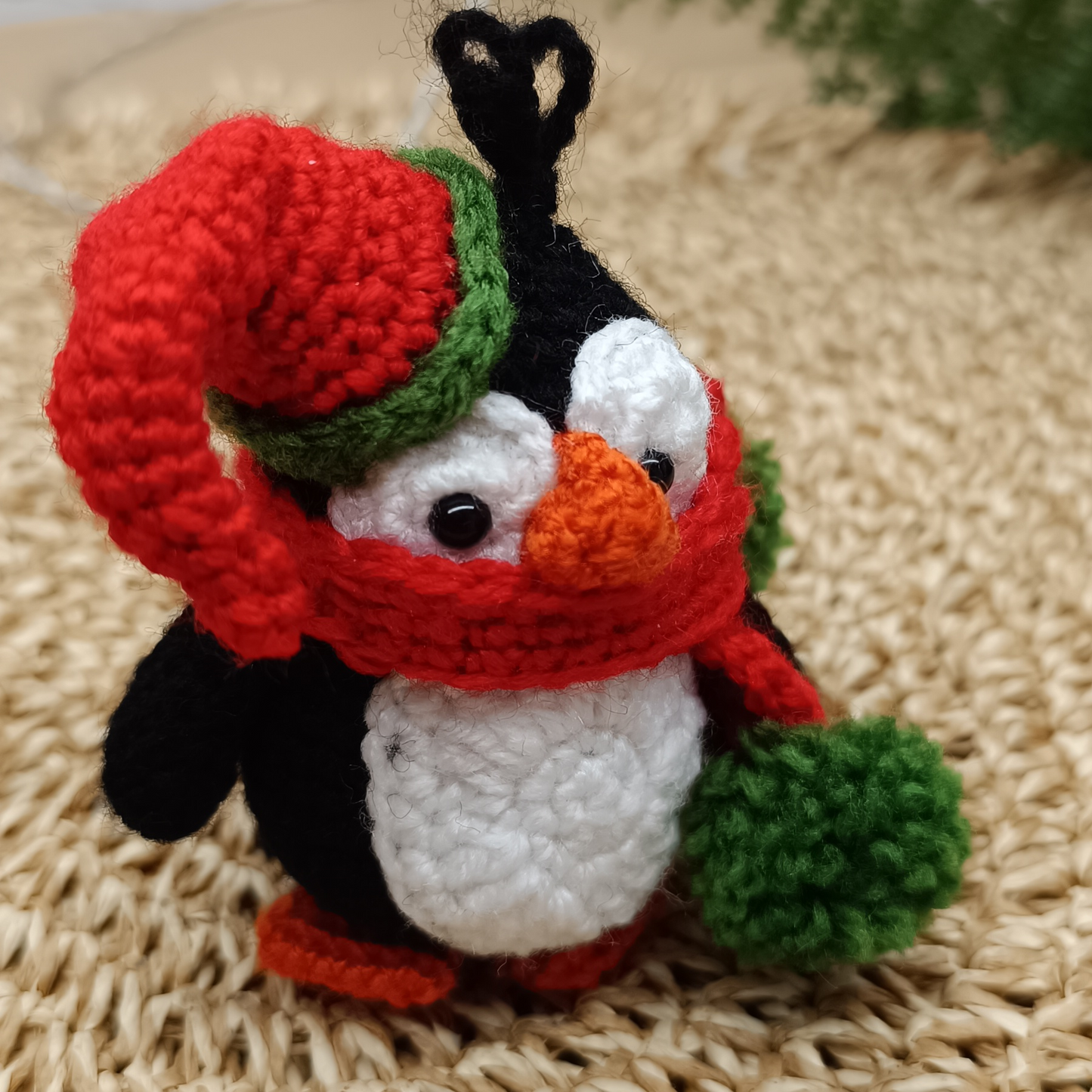 Christmas Penguin Crochet Keychain