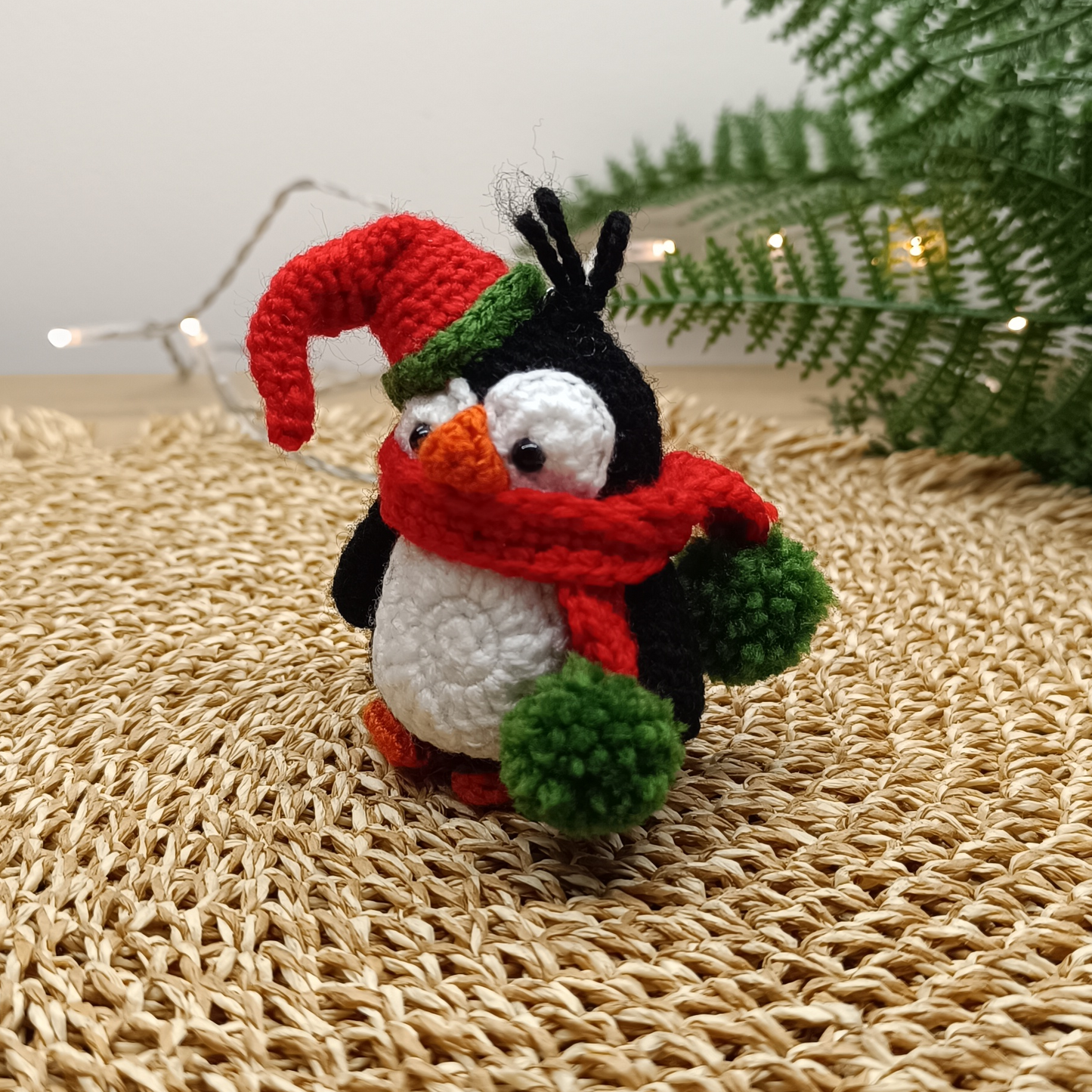 Christmas Penguin Crochet Keychain