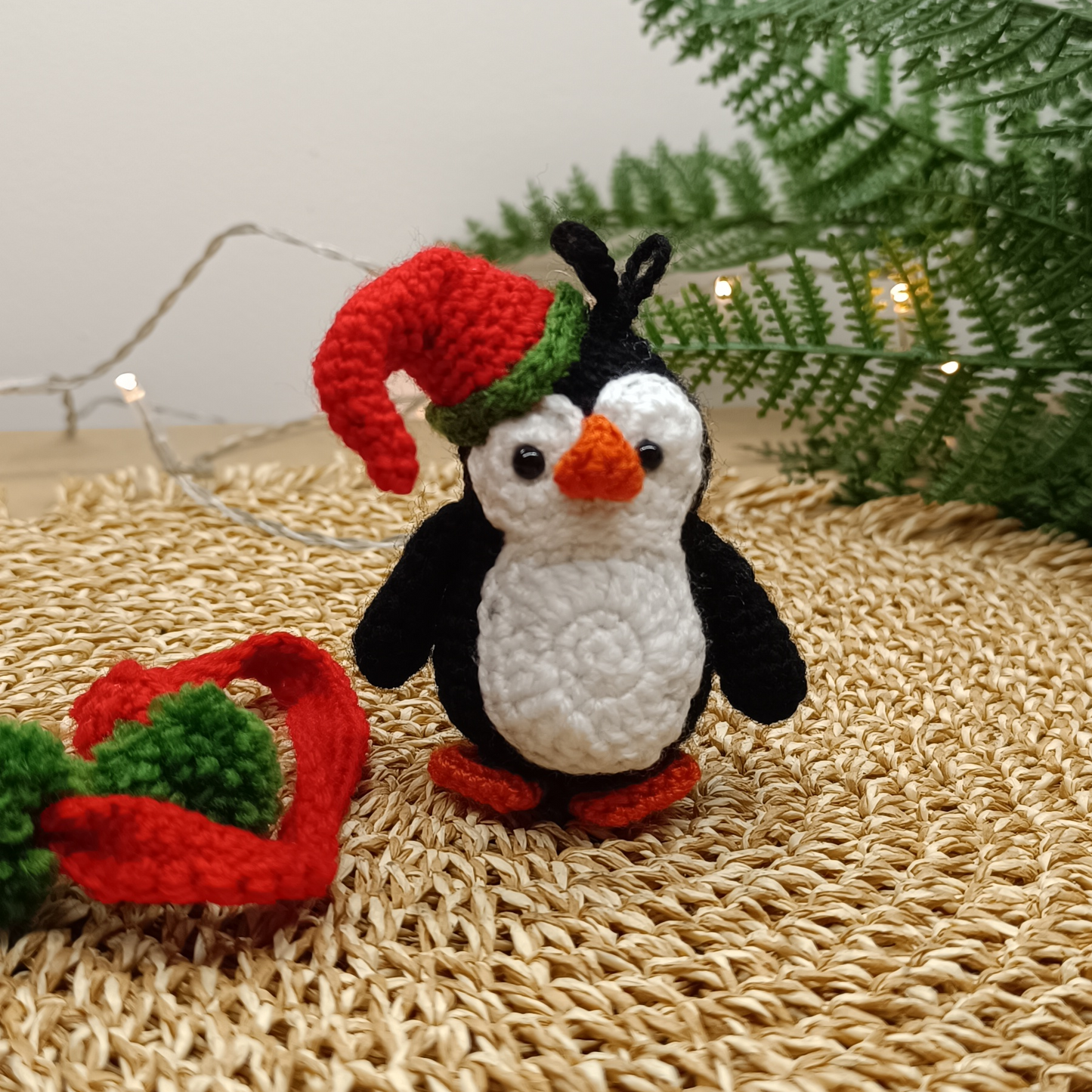Christmas Penguin Crochet Keychain