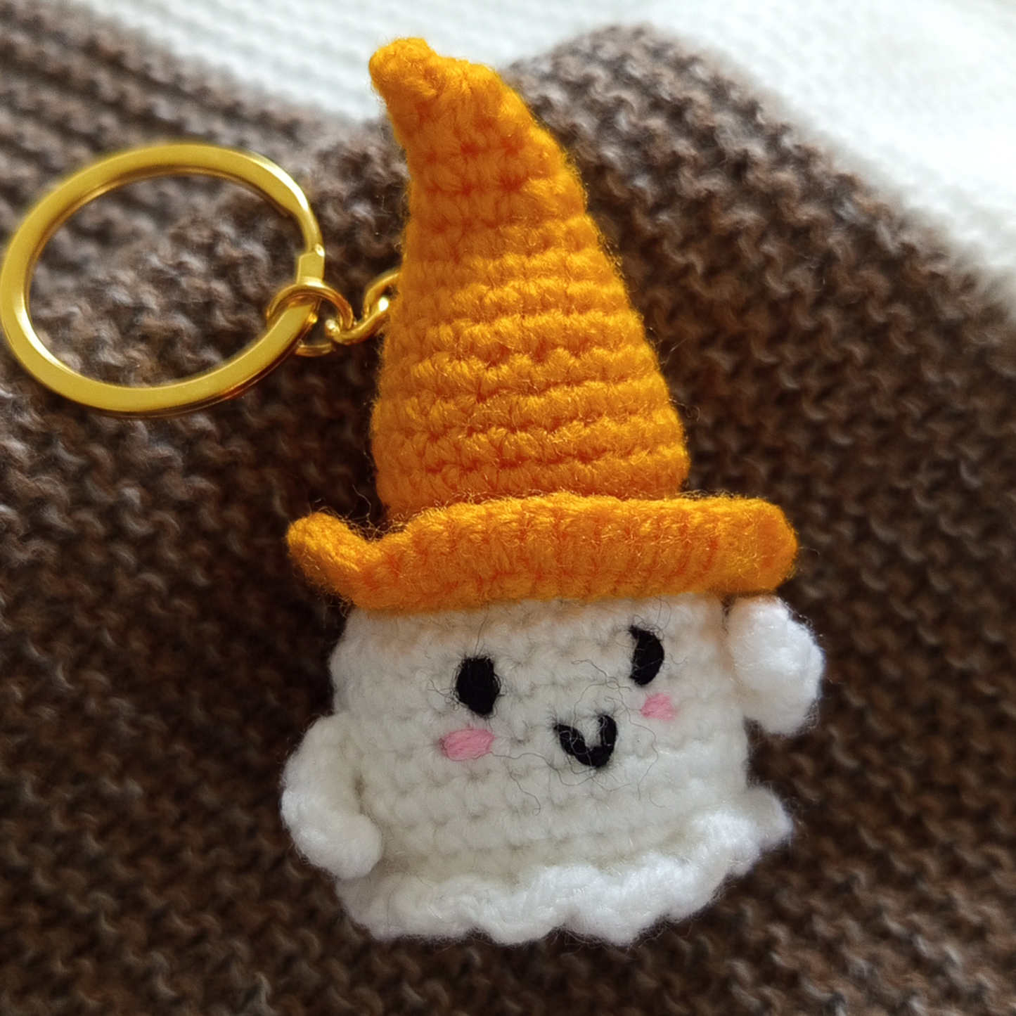 Spooky Ghost Crochet Keychain