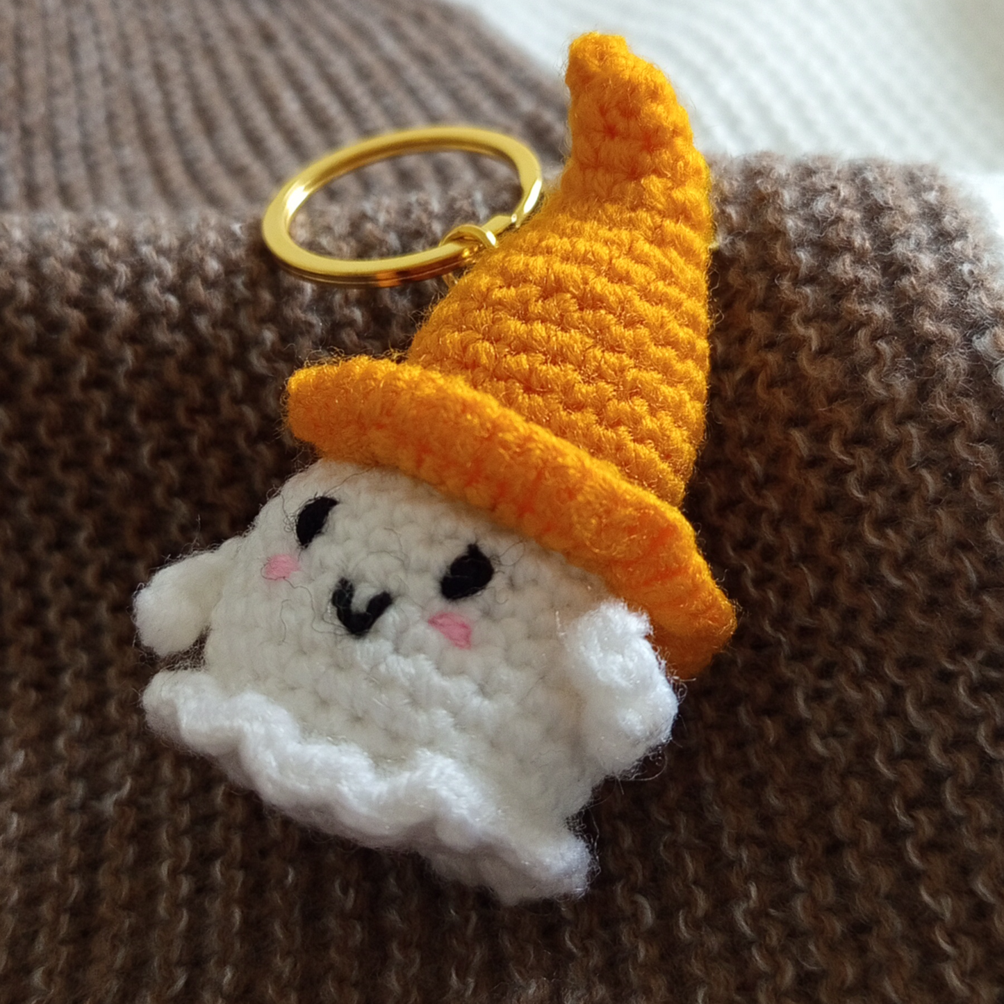 Spooky Ghost Crochet Keychain