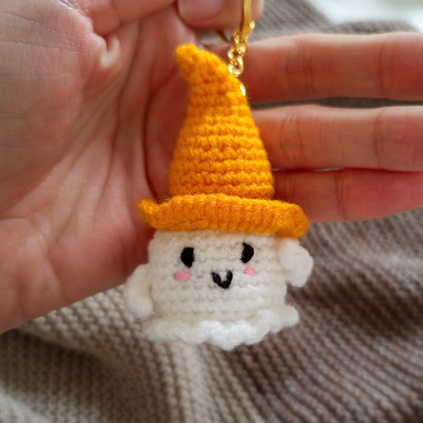 Spooky Ghost Crochet Keychain