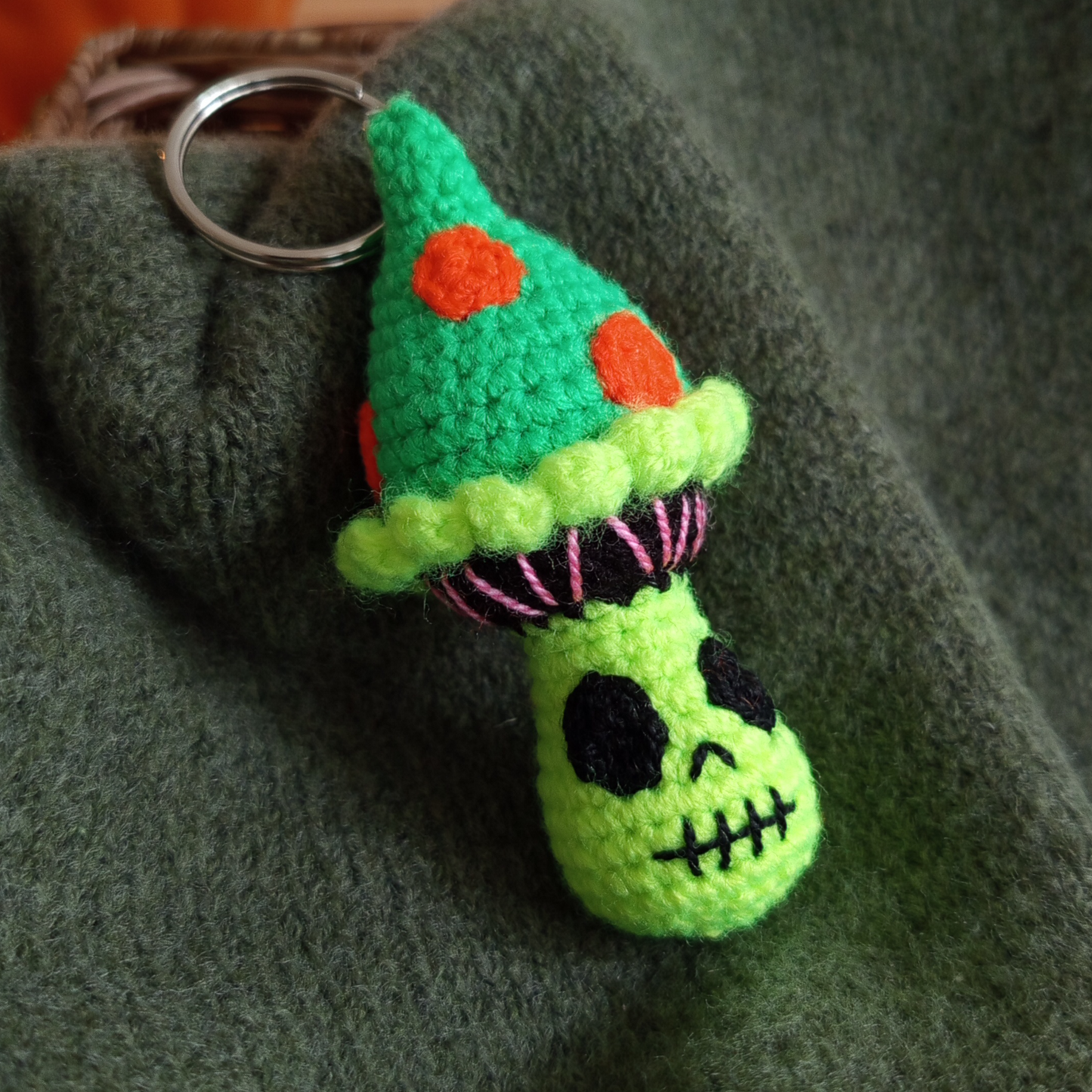 Skeleton Mushroom Keychain