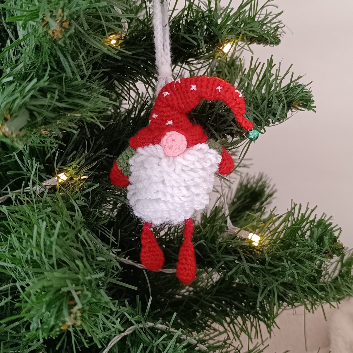 Crochet Christmas Gnome Ornament - Red Hat