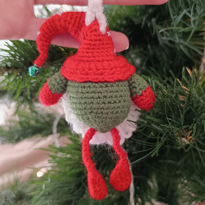 Crochet Christmas Gnome Ornament - Red Hat