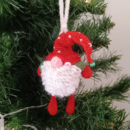 Crochet Christmas Gnome Ornament - Red Hat